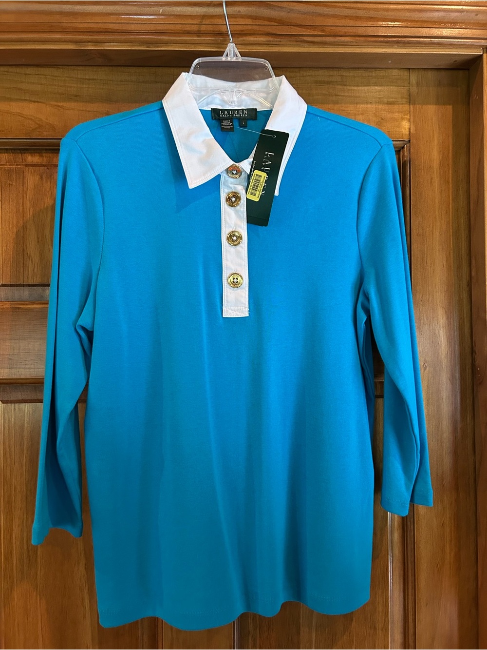 Lauren Ralph Lauren Turquoise Polo with White Collar